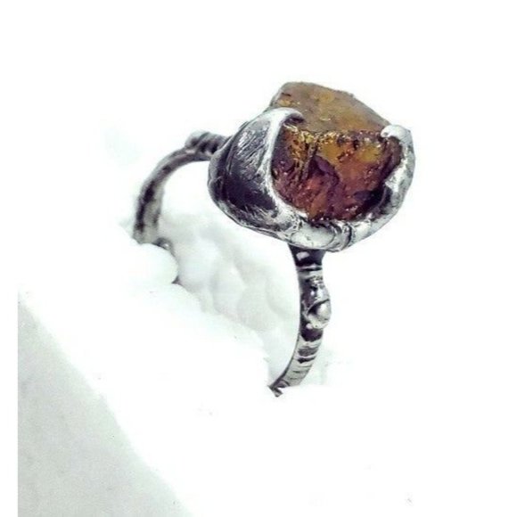 Chalcopyrite crystal ring handmade adjustable ring - Picture 5 of 12